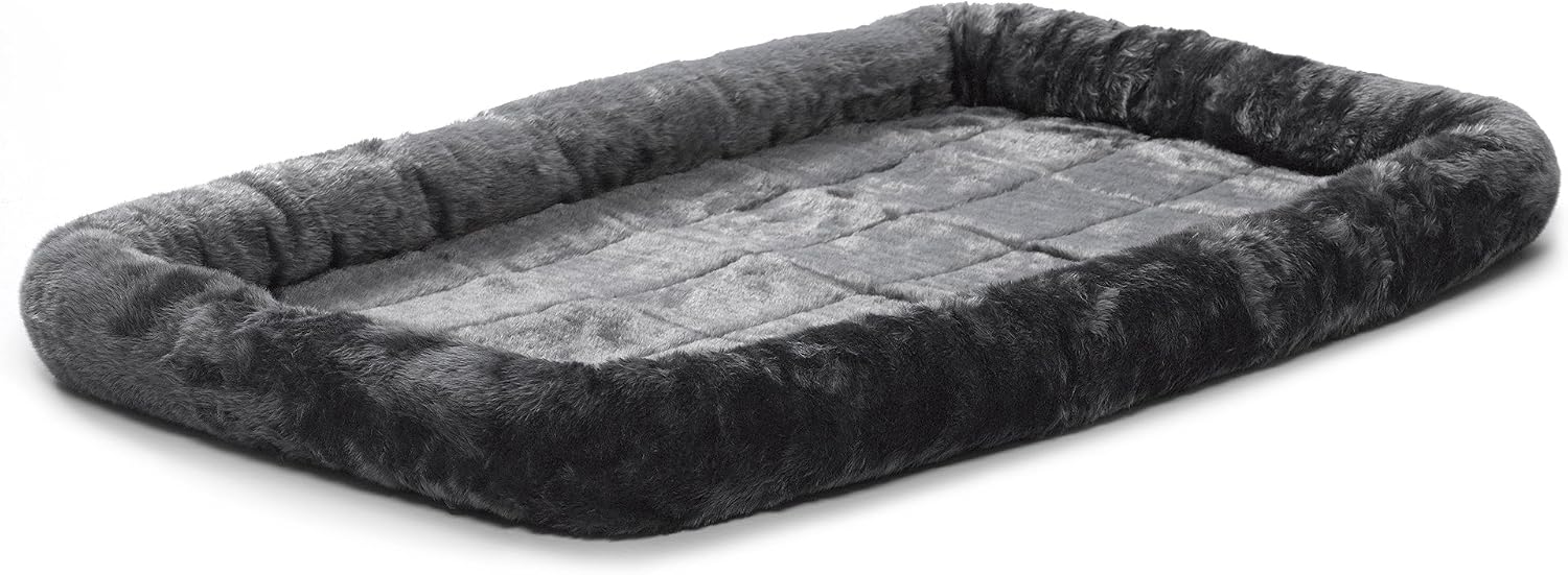 MidWest Homes for Pets QuietTime Dog Bed - Gray Faux Fur Bolster, Ultra-Soft ...