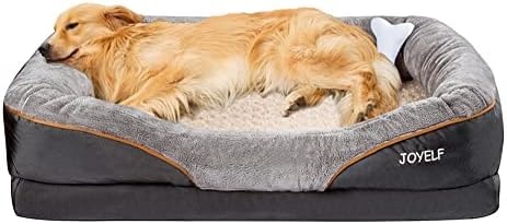JOYELF XLarge Memory Foam Dog Bed, Orthopedic Dog Bed & Sofa with Removable Washable Cover and Squeaker Toy as Gift