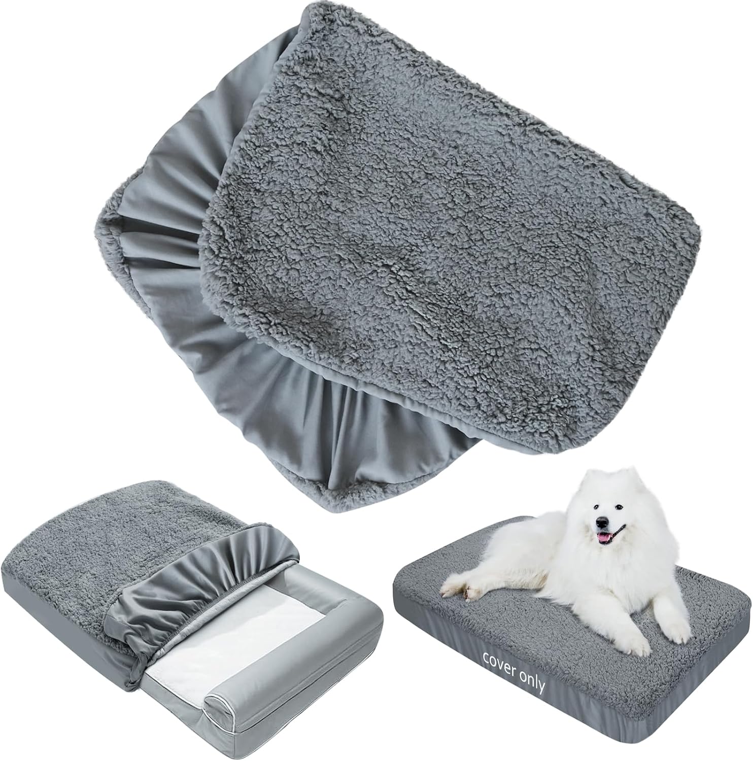 Dog Bed Covers Soft Plush Replacement Washable, 36x27 Inches, Cover Only