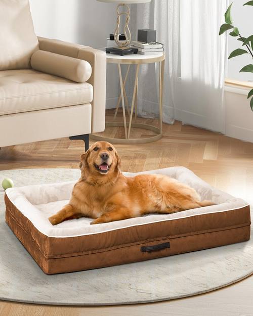 Upvilla Orthopedic Dog Bed XL, Four-Sided Dog Sofa, Washable Cover, Brown