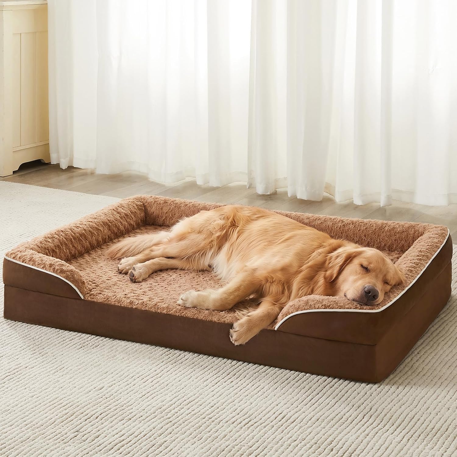 WNPETHOME Orthopedic Washable XL Dog Bed for Senior Dog Cozy Sleep