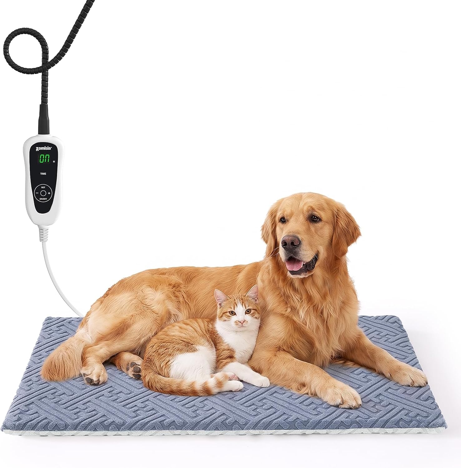 ZOMISIA Large Dog Heating Pad, Heated Dog Bed, 11 Temp & 25 Timer Settings