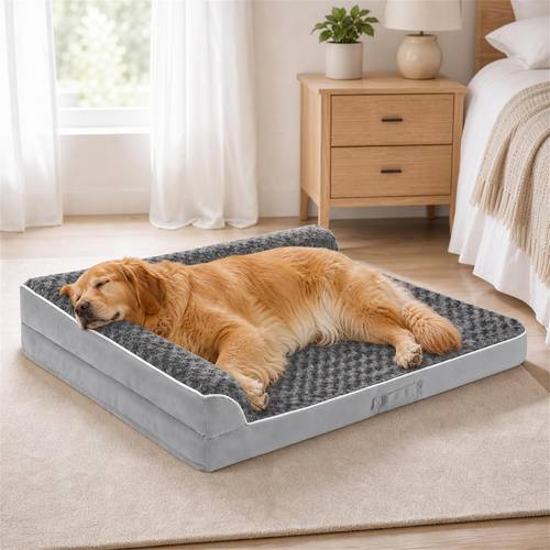 XL Orthopedic Dog Bed for Large Sized Dogs, 42"x30"x7.5", Grey
