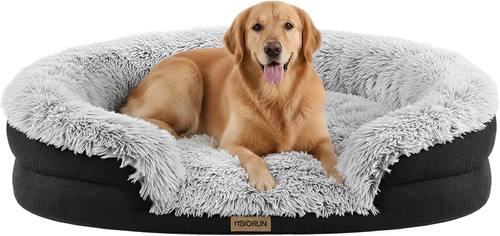 Miorun Fluffy Orthopedic Dog Beds Large Sized Dog, 43" Bolster Sofa Bed