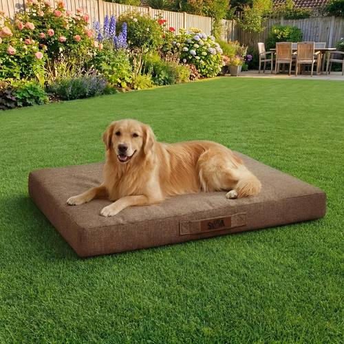 Sytopia 42 Inch Indestructible Dog Bed for Extra Large Dogs, Waterproof Chew Proof Orthopedic Pet Mat for Crate with Machinne Wshable Cover, Great for Indoor Outdoor Use, Brown